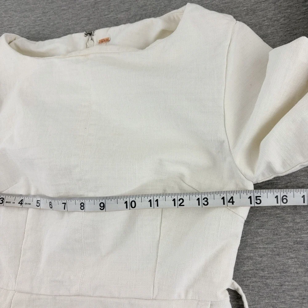 Free People Women's Ivory Linen Blend Mini‎ Dress Size 0